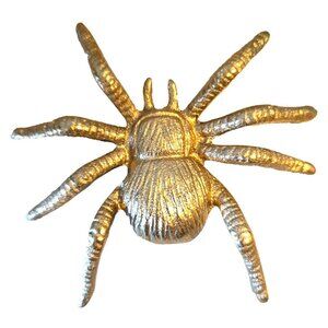 Halloween Spider Tarantula 3D Metal Wall Decor Gold-tone 5 Inches Across